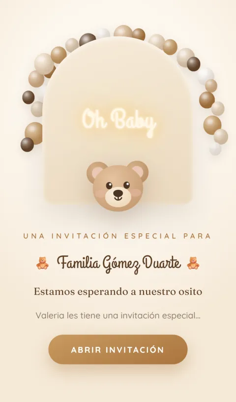 Demo de invitación digital: Oh Baby · Osito