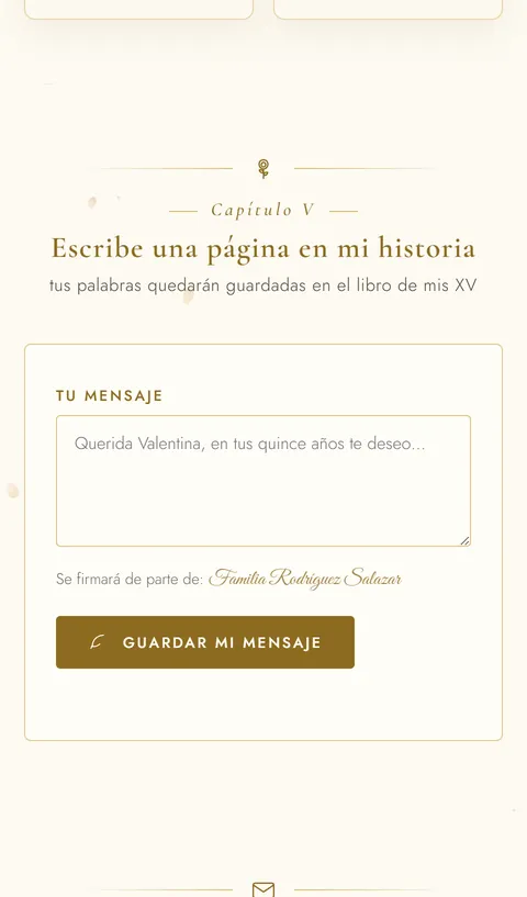 Libro de deseos digital con mensajes de los invitados para la quinceañera