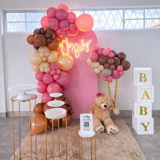 Osita Rosa y Chocolate - decoración Baby Shower Niña en Bucaramanga