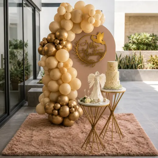 Celebración Dorada Celestial - decoración Bautizo en Bucaramanga