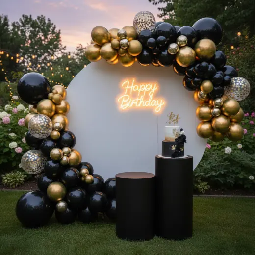 Gala Negra y Oro - decoración Cumpleaños en Bucaramanga