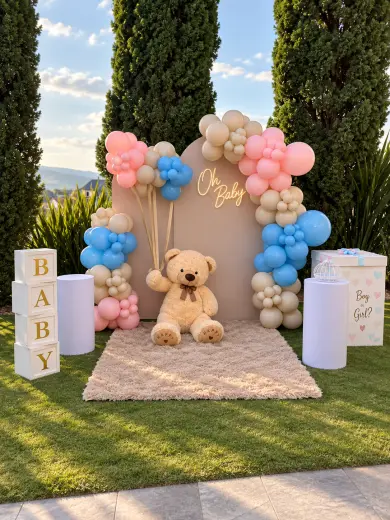 Oh Baby con Osito - decoración Revelación de Género en Bucaramanga