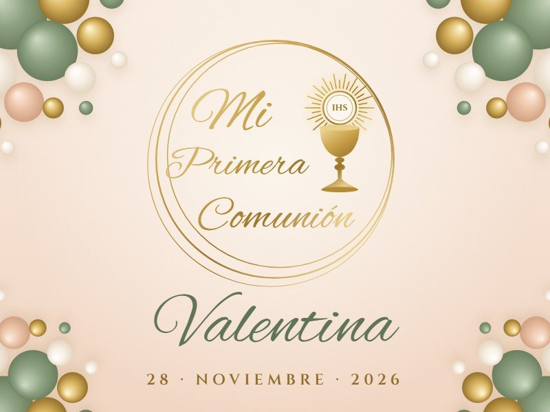 Vista previa de Mi Primera Comunión · Salvia y dorado